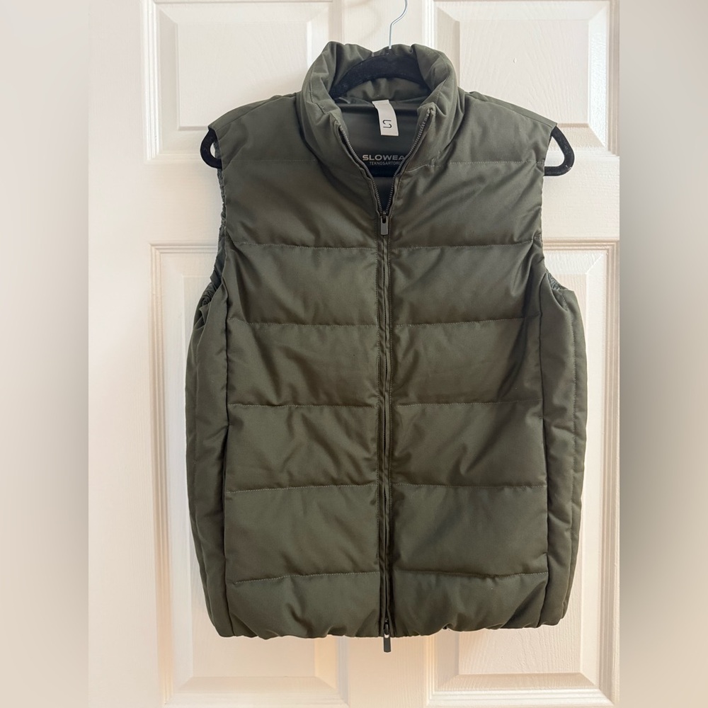 INCOTEX Slowear Teknosartorial Quilted Twill Gilet, Olive Green, Size IT 44/ S